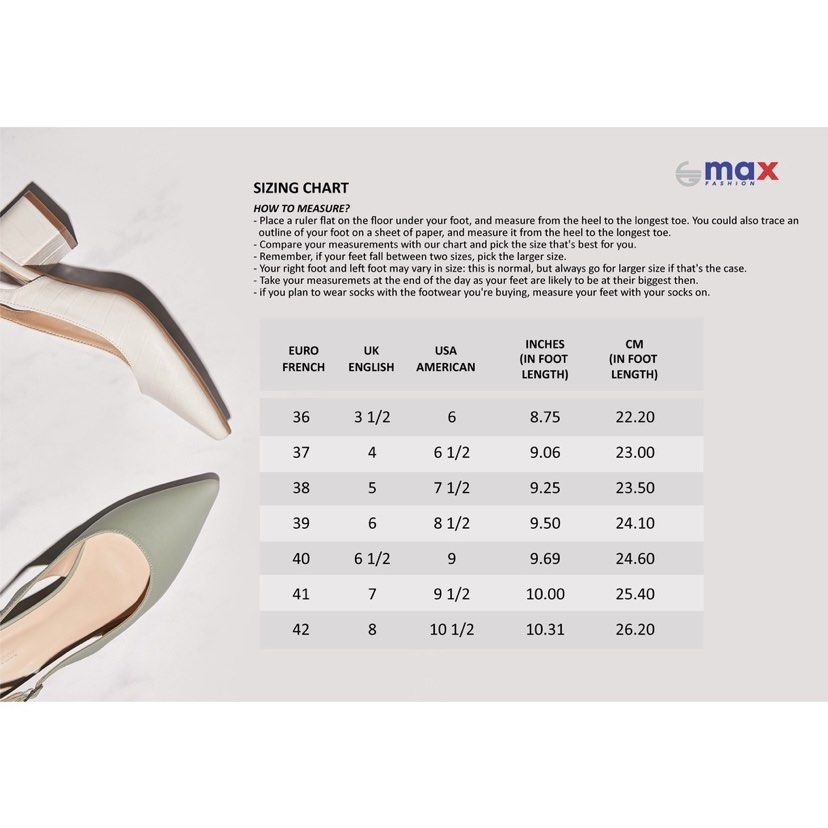 Max fashion sale footwear
