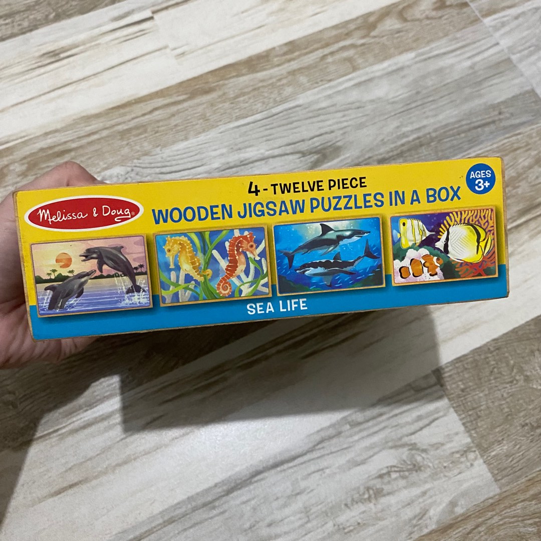 Melissa & Doug Wooden Jigsaw Puzzles In A Box 4 12 Piece Puzzles Farm
