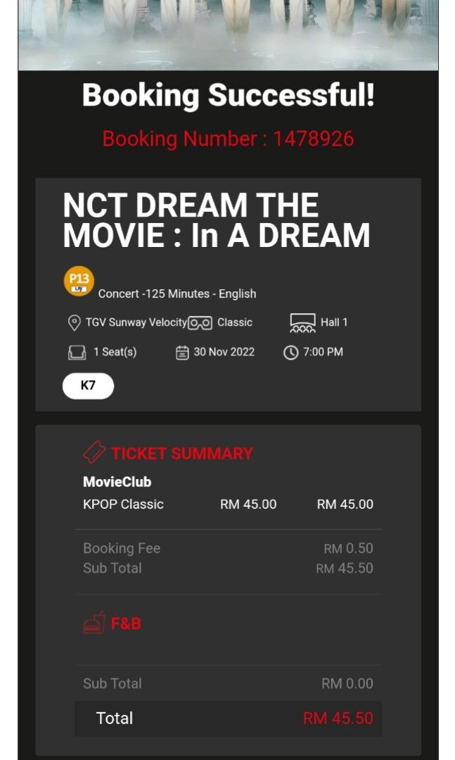 NCT Dream The Movie Ticket, Tickets & Vouchers, Event Tickets on Carousell