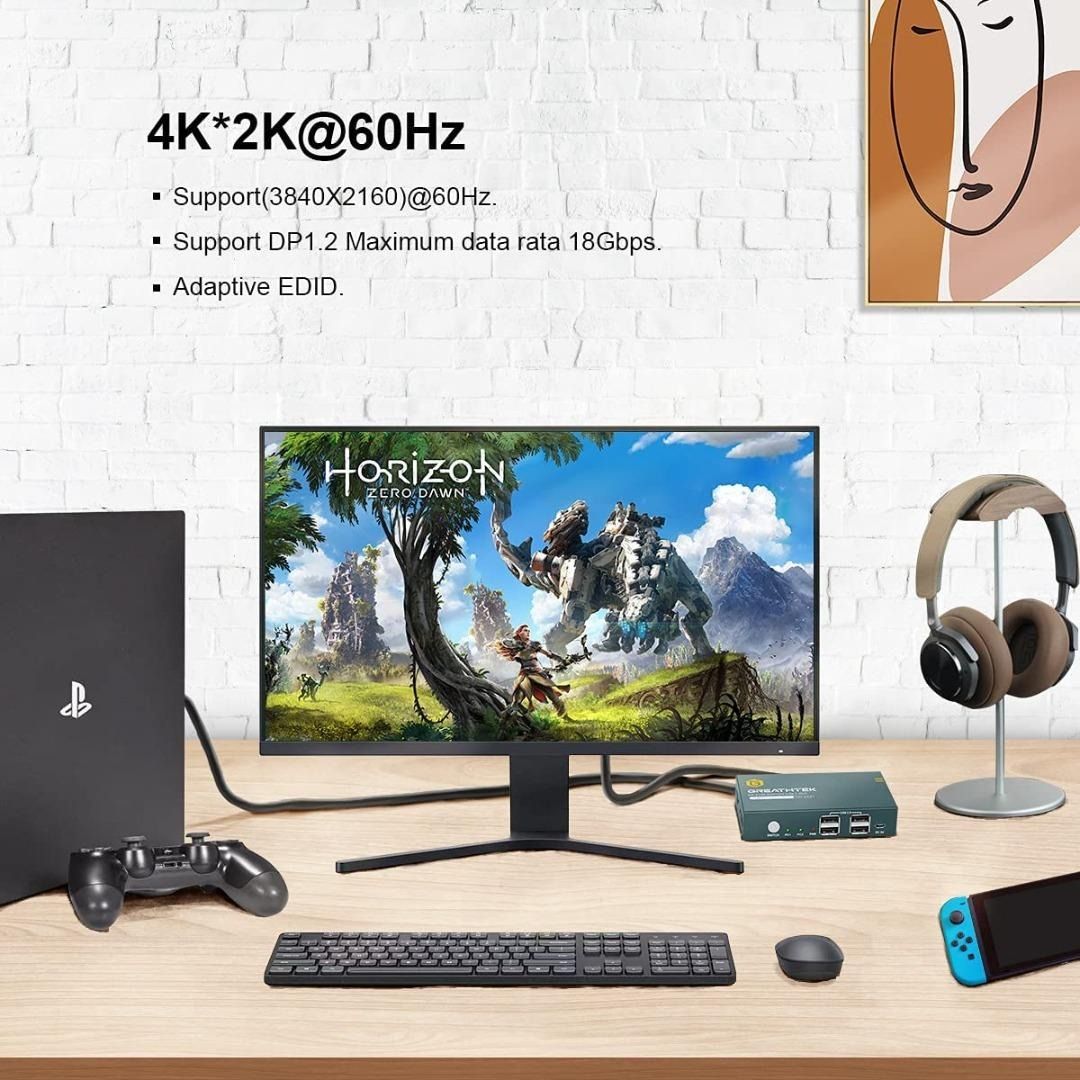 New Arrival! Steetek KVM Switch DisplayPort 2 Port DP 4K 60Hz, USB 2.0, DP 1.2, DP KVM Switch 2