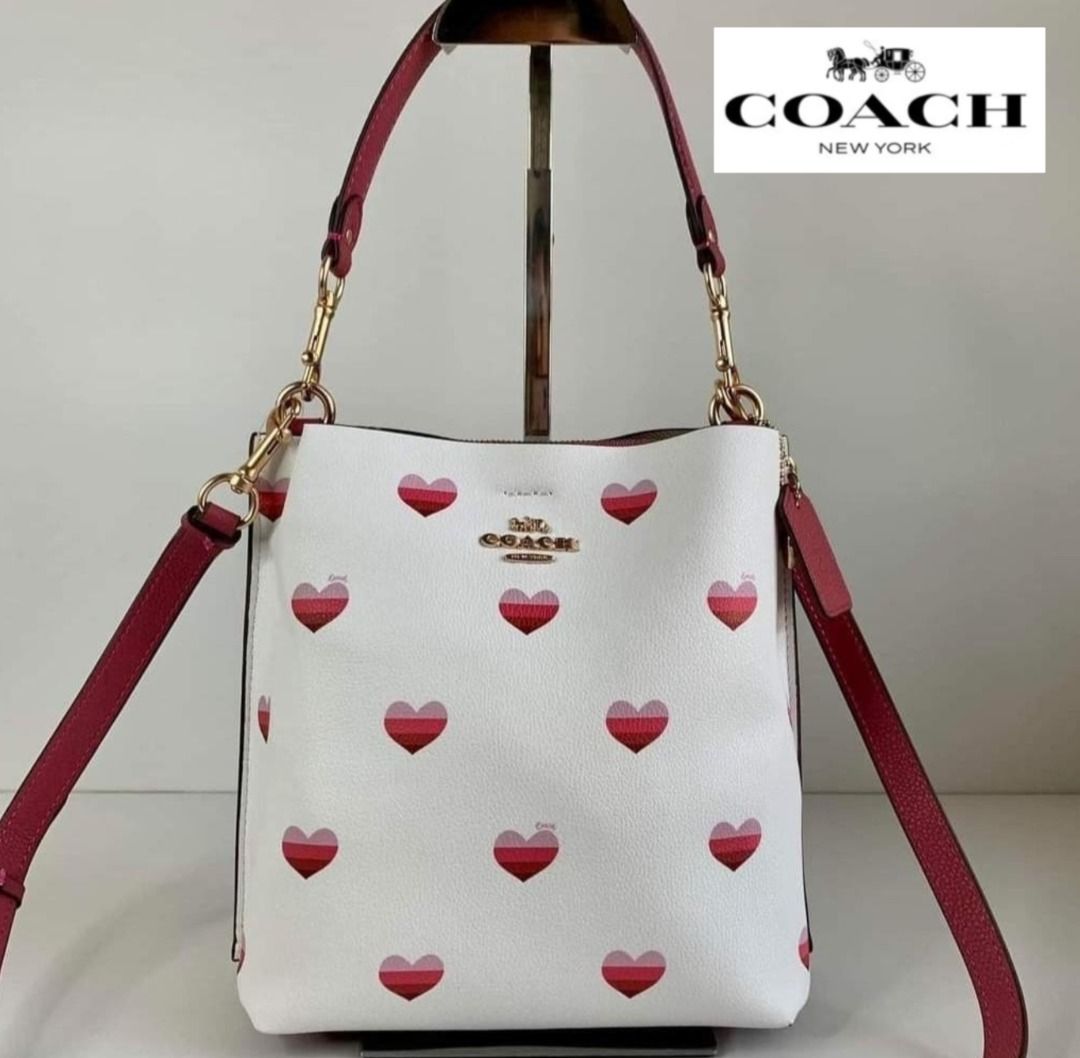 Coach CA249 Mollie Bucket Bag 22 With Stripe Heart Print In Gold