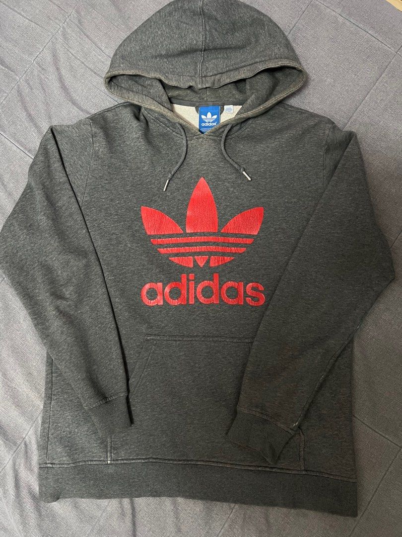 Red and grey adidas hoodie best sale
