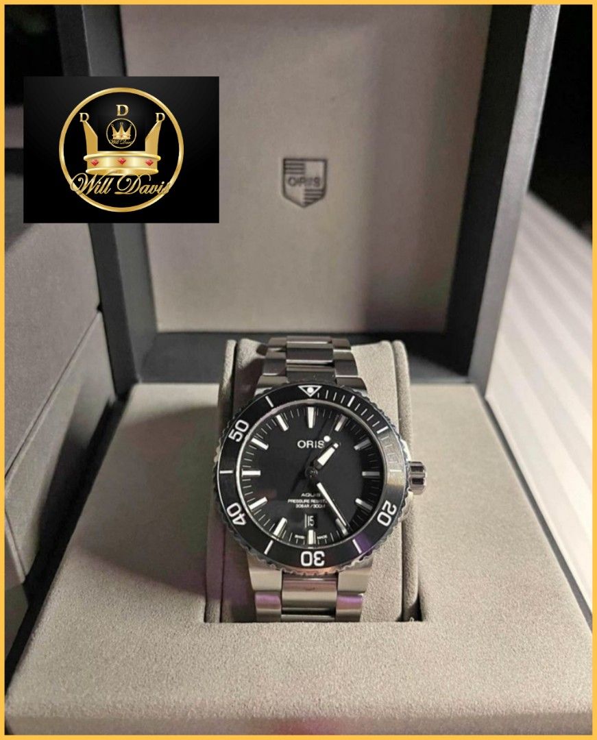 Original Oris Aquis Date Matte Black Dial And Ceramic Bezel Watch ⌚