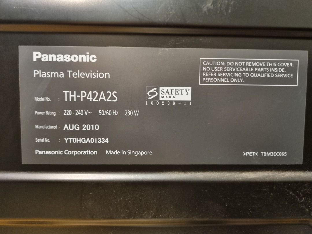 Panasonic Viera 42" Plasma TV, TV & Home Appliances, TV & Entertainment