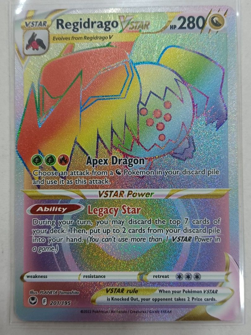 regidrago vstar pokemon card POKÉMON GAME s12 117/098 HR [GGR] Dragon Laser (130) This attack also does 30 damage to 1 of your opponents Benched Pokemon Regidrago VSTAR (Rainbow Rare) -