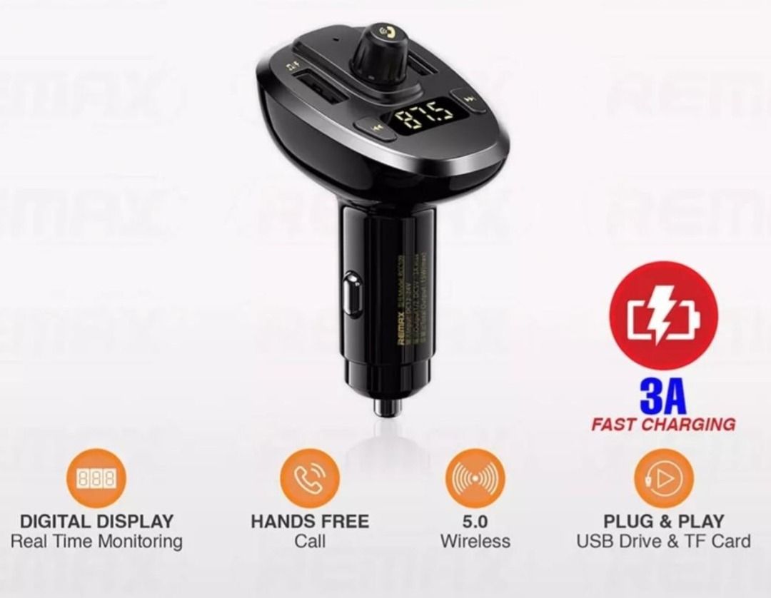 Remax RCC-109 FM Radio Bluetooth Transmitter Car Charger (P097), Car ...