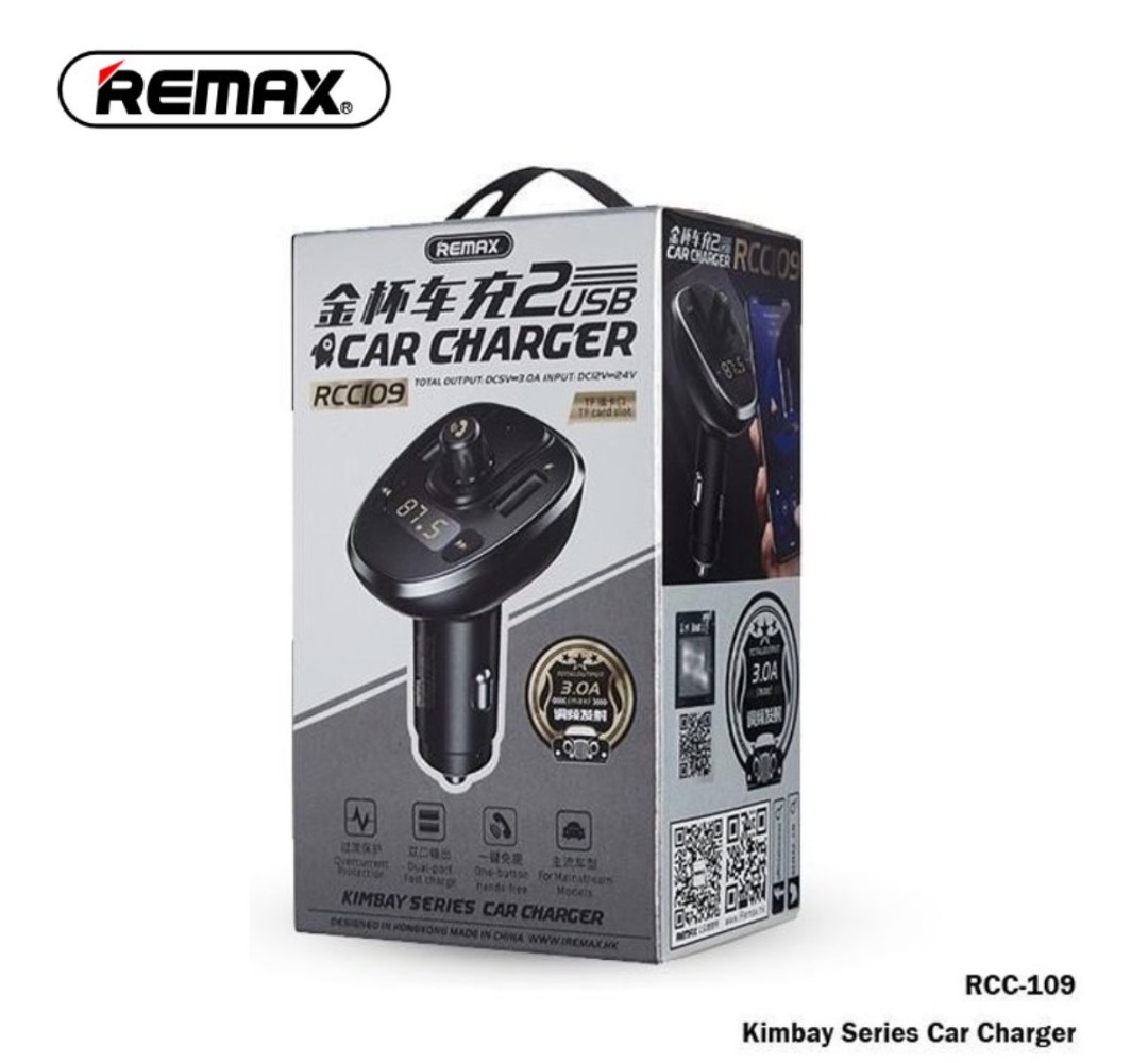 Remax RCC-109 FM Radio Bluetooth Transmitter Car Charger (P097), Car ...