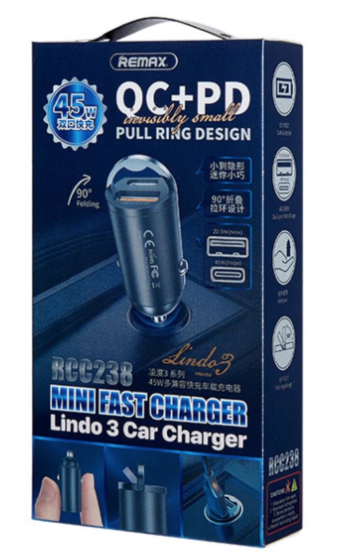 Remax RCC-238 Car Charger QC+PD W45 (P098), Car Accessories ...