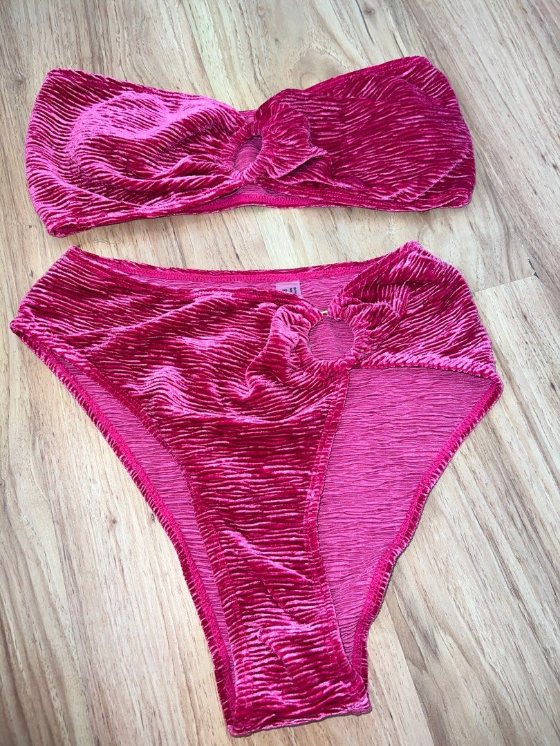 Hot pink velvet bikini store