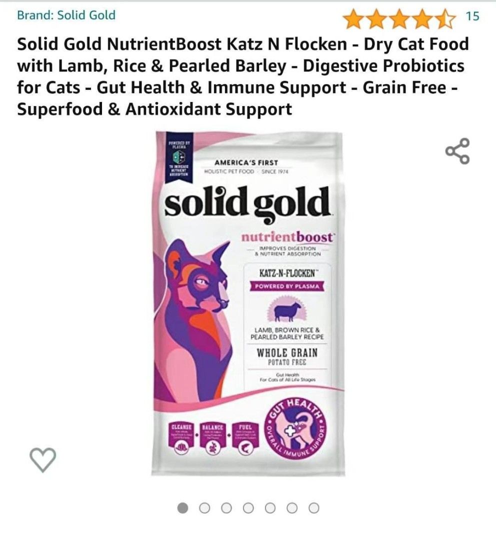Solid gold cat dry food Katz N Flocken 11lbs, Pet Supplies, Pet Food on