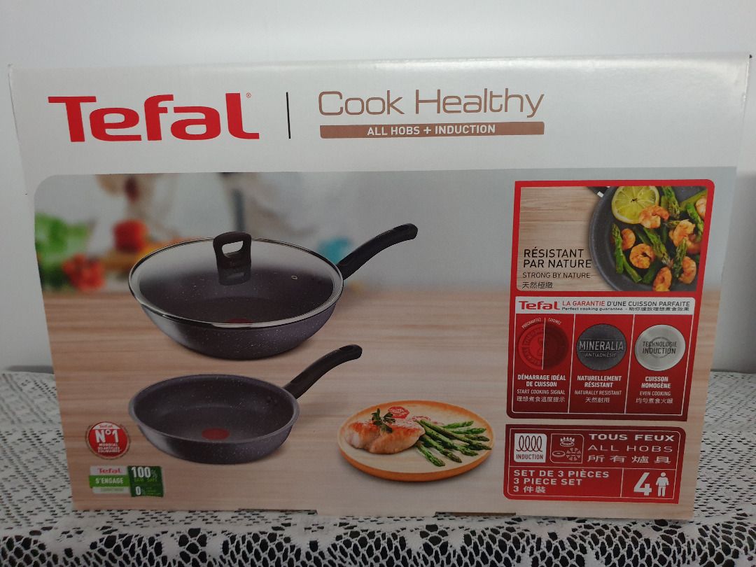 Tefal Cook Healthy 3-Piece Set Wok and Deep Fry Pan