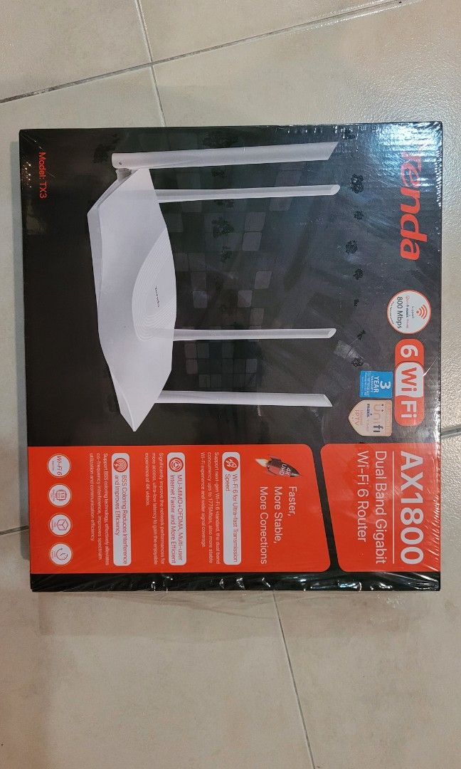 Tenda TX3 AX1800 WiFi 6 MUMIMO Wireless Gigabit AX Router, Computers