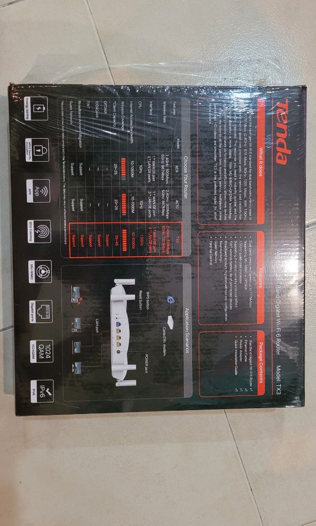 Tenda TX3 AX1800 WiFi 6 MUMIMO Wireless Gigabit AX Router, Computers