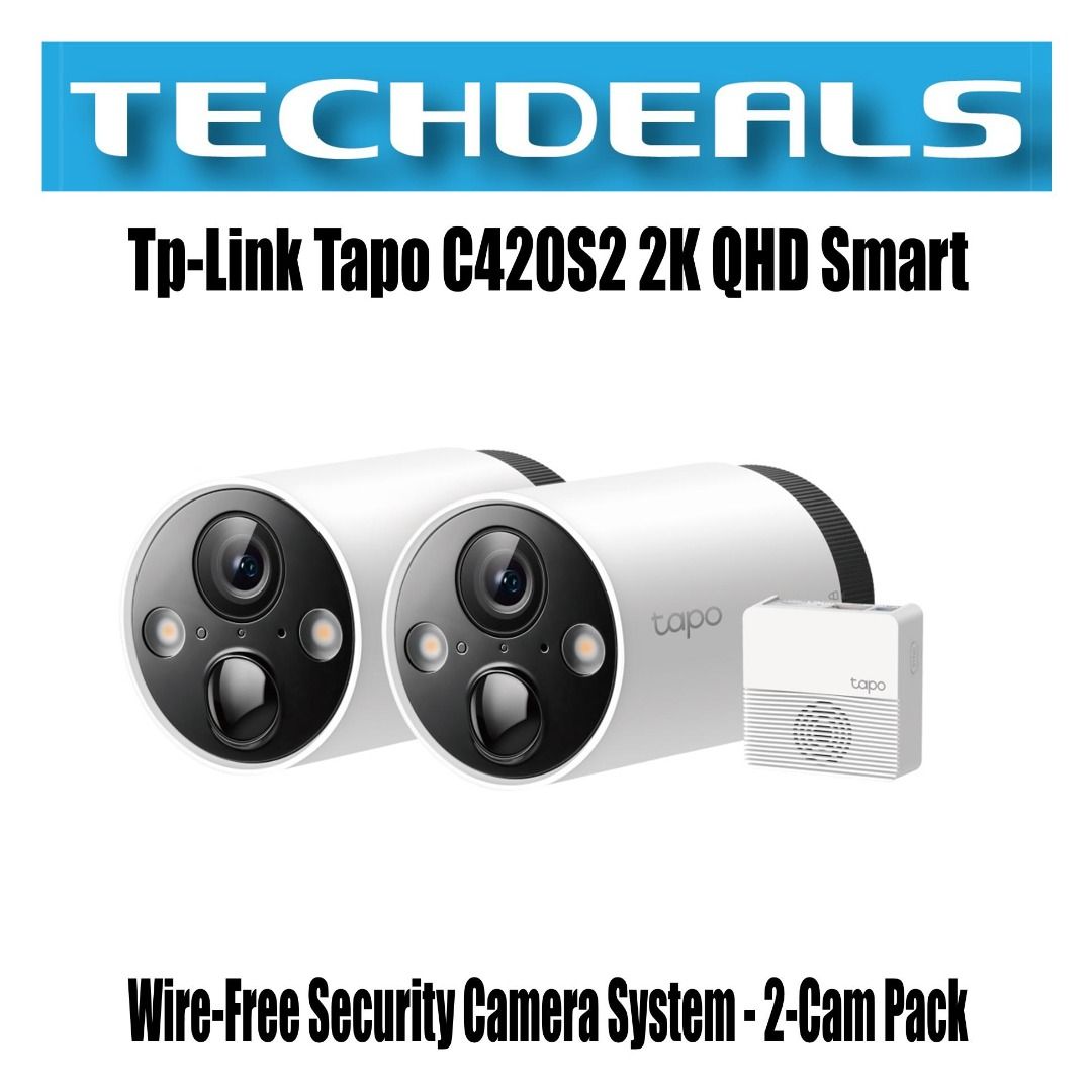 Tapo C420S2 Smart Wire-Free Battery Security 2-Camera System 2K QHD wi