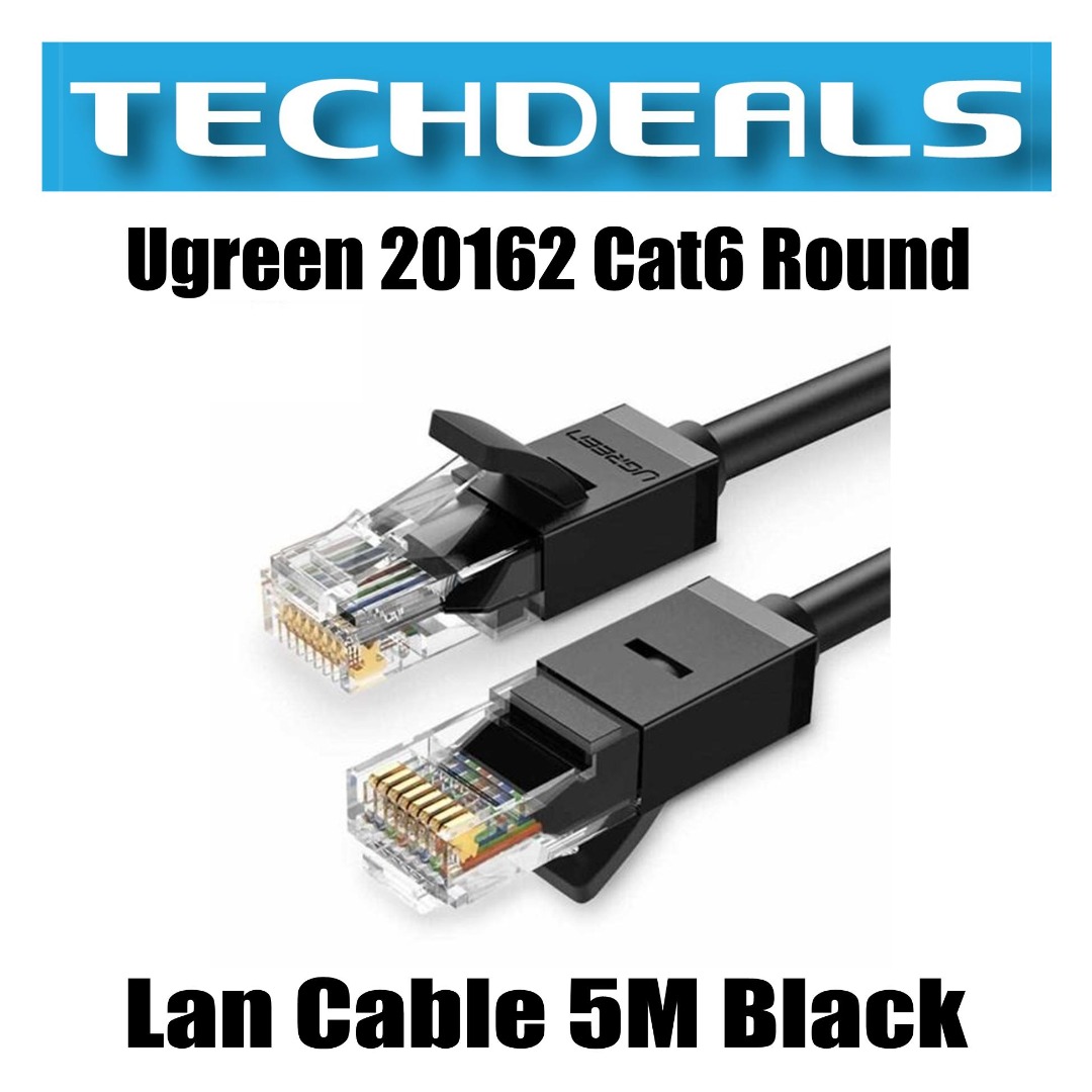 Ugreen 20162 Cat6 Round Lan Cable 5M Black, Computers & Tech, Parts ...