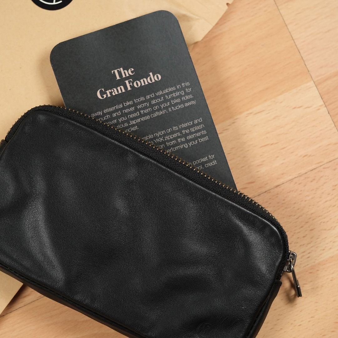 Velovelo The Gran Fondo Leather Cycling Pouch Wallet Black Velo