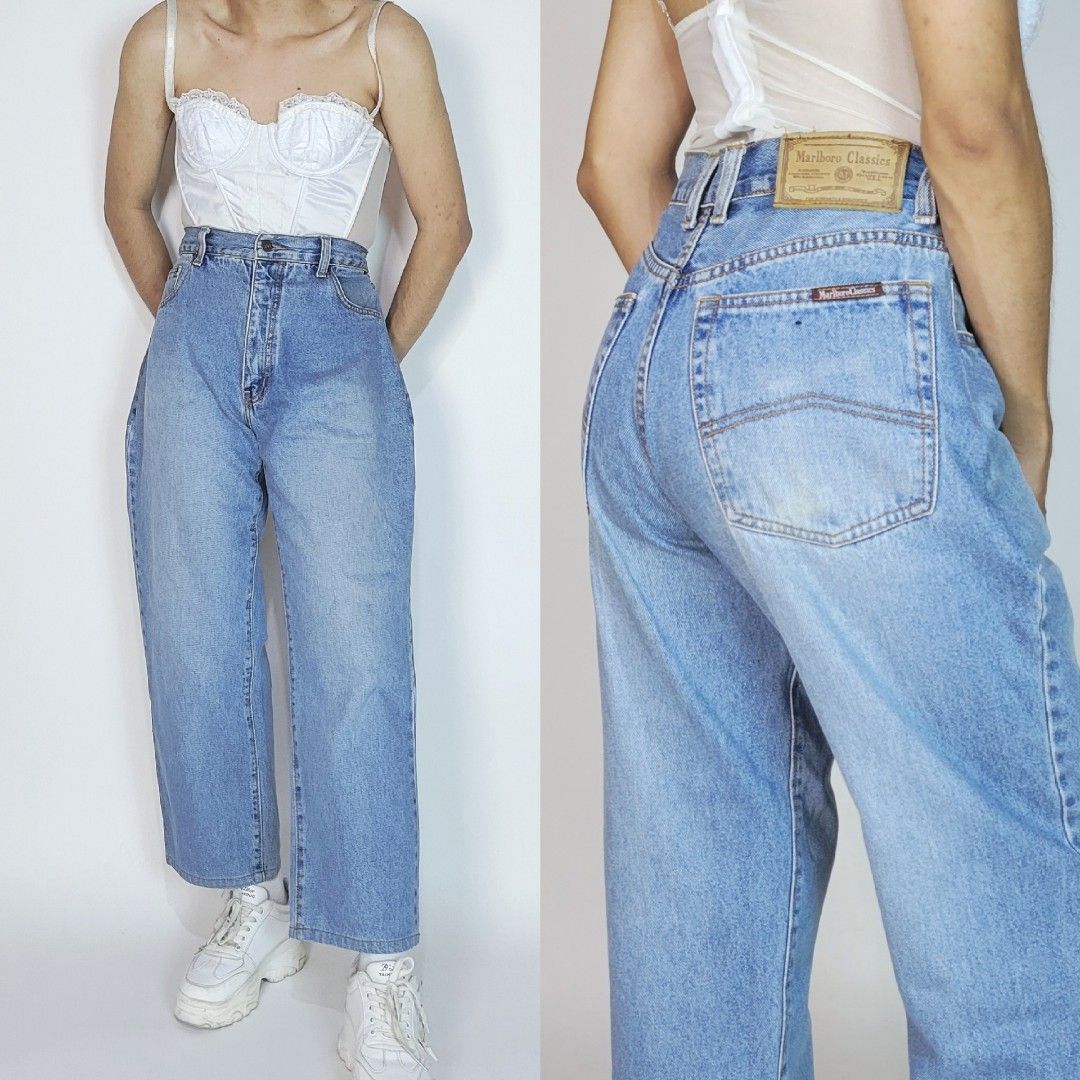 Jeans Vintage Marlboro Classics Fabriqué En Italie - Taille 33/36, Beige, Fuselé, Très Bon état