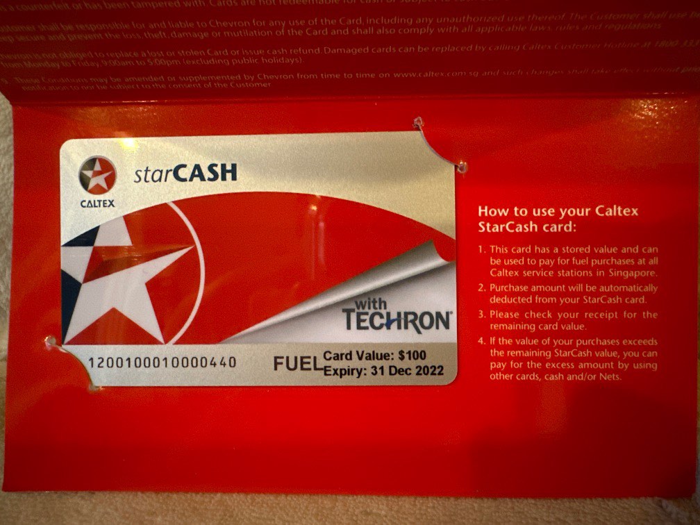 100 CALTEX StarCash Card usage by 31/12/2022 petrol fuel gas gift