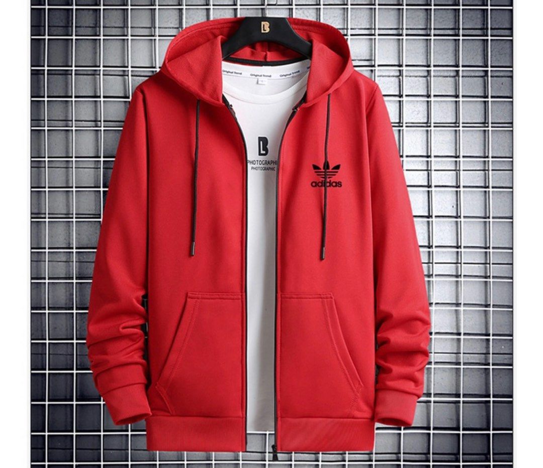 Red adidas shop zip up hoodie