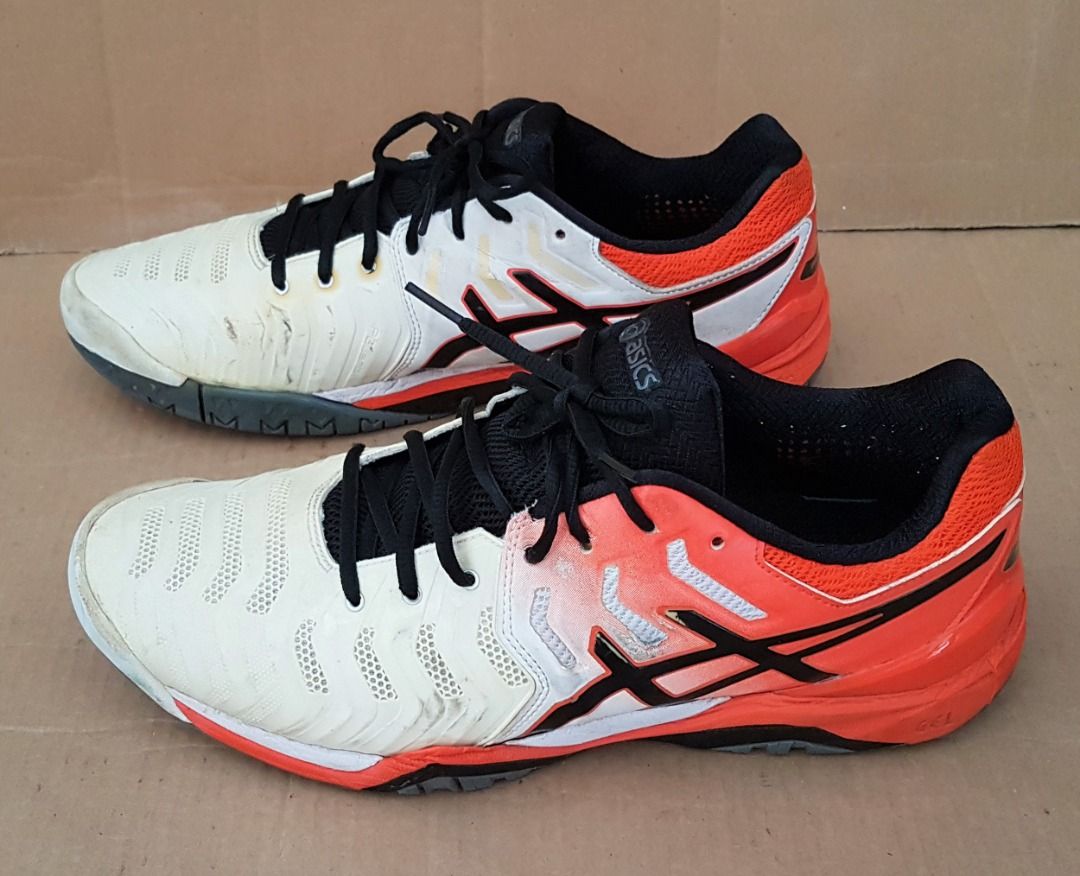 Asics men's gel-resolution 7 tennis shoes white and koi clearance