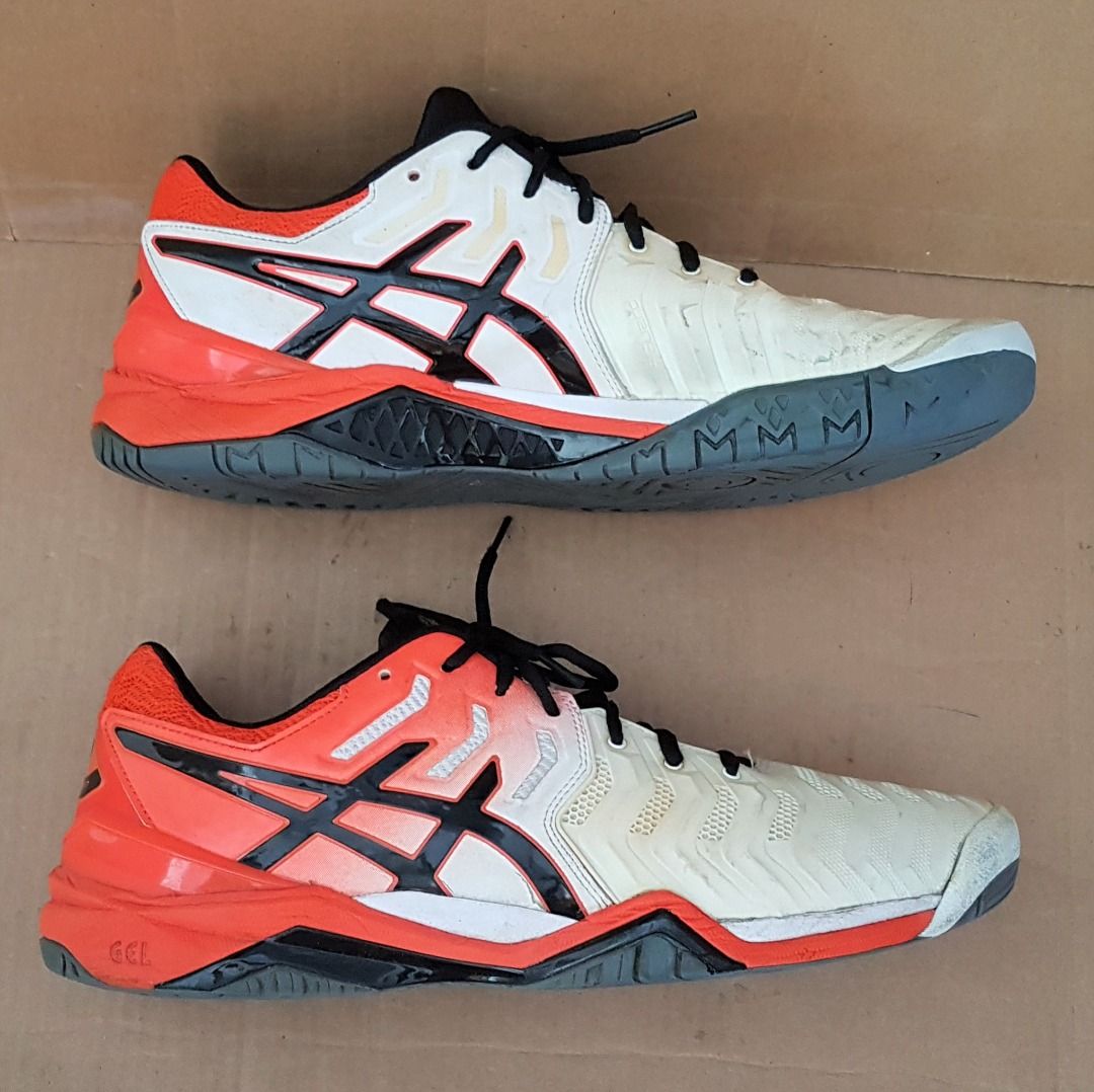 Asics men's gel-resolution 7 tennis shoes white and koi cheap