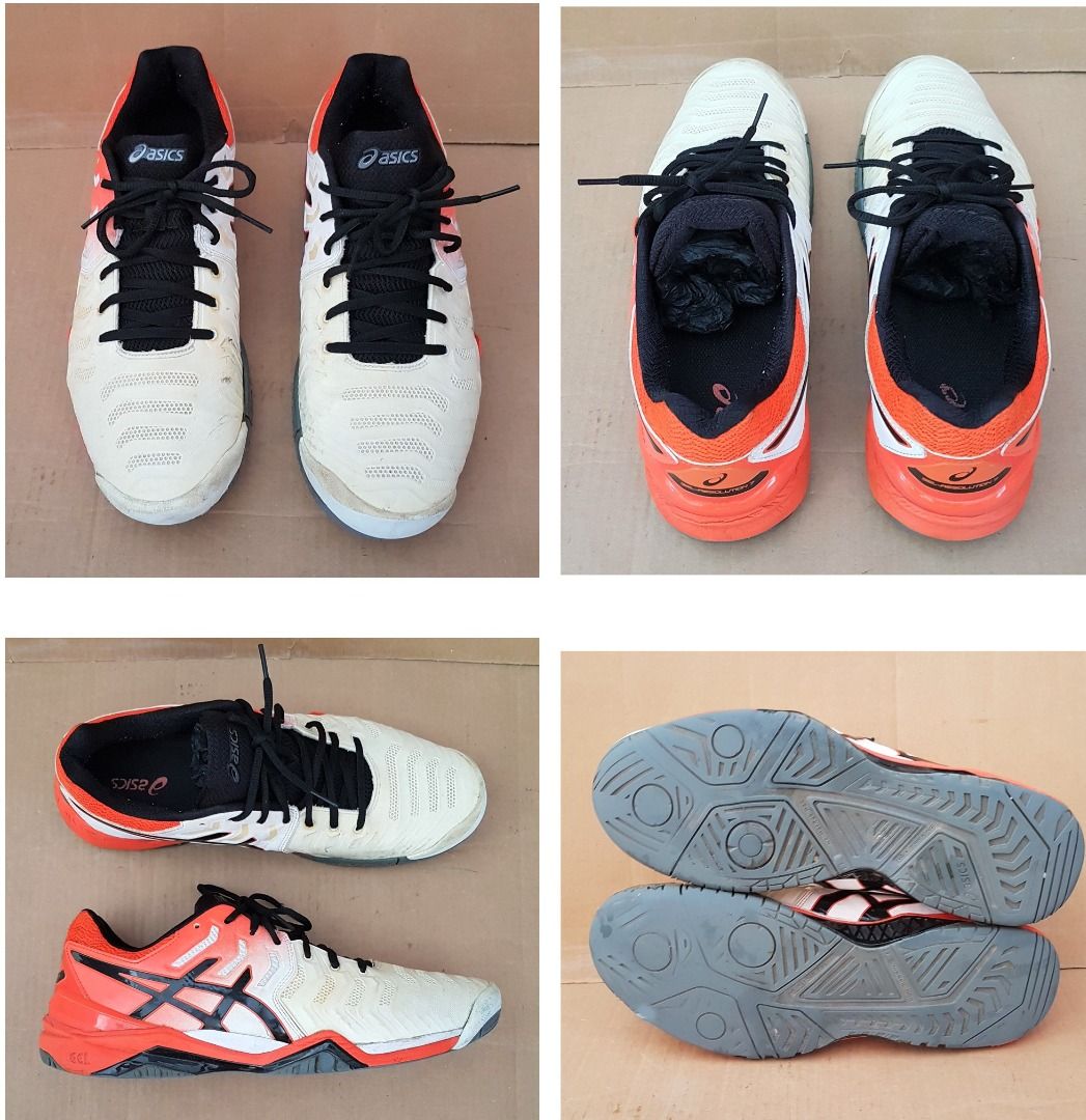 Asics Designer Sneakers Gel Resolution 7 White Koi Court Shoes US 11.5 UK 10.5 Euro 46 High Performance Shoes Original Active Lifestyle