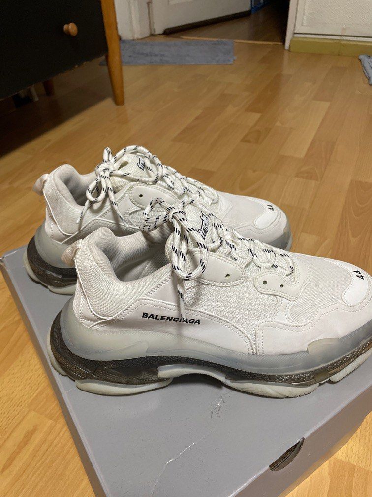 Balenciaga Triple S White Black Clear Sole Luxury Sneakers