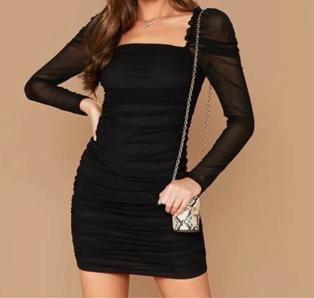 Mesh overlay discount mini dress