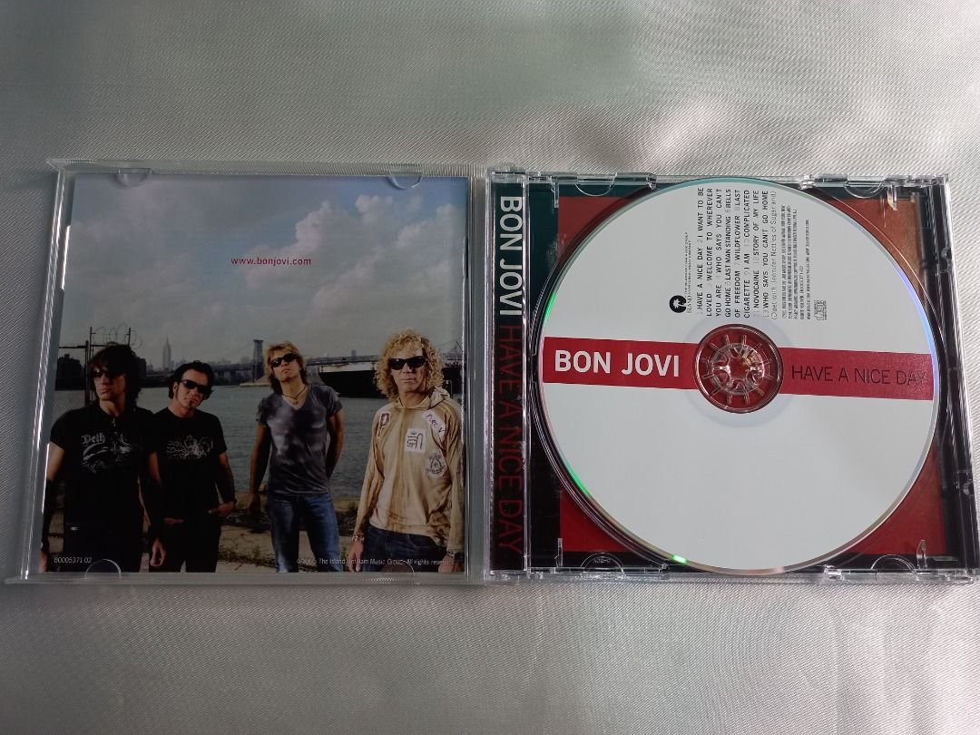 BON JOVI "Have A Nice Day" CD (Category: CDs & DVDs) located in Davao. Submitted by cdstapesandmore (Listing ID 1197173327, Image 2). Description: BON JOVI "Have A Nice Day" CD Made in USA Original CD Preloved item from USA Excellent condition Payment method: GCash, PAYMAYA, and Paypal. For faster transaction private message or text 09923950669.