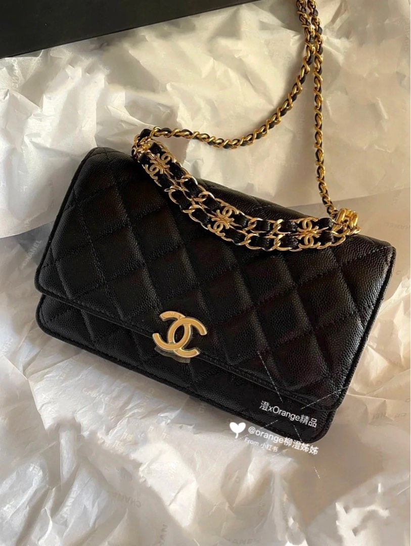 Chanel wallet on chain WOC 22A Dark Beige Caviar Ghw, Luxury, Bags & Wallets  on Carousell