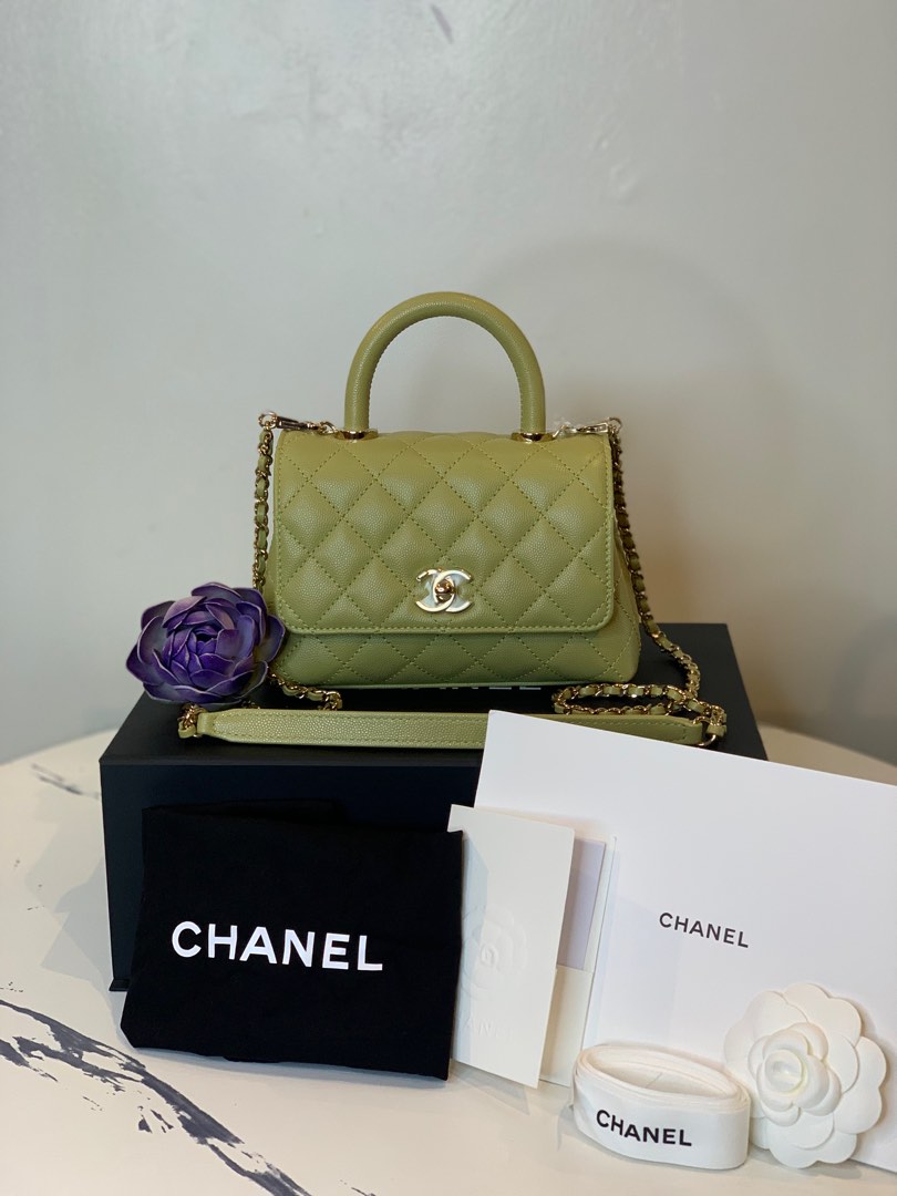 Chanel Coco Green Mini, Luxury, Bags & Wallets on Carousell