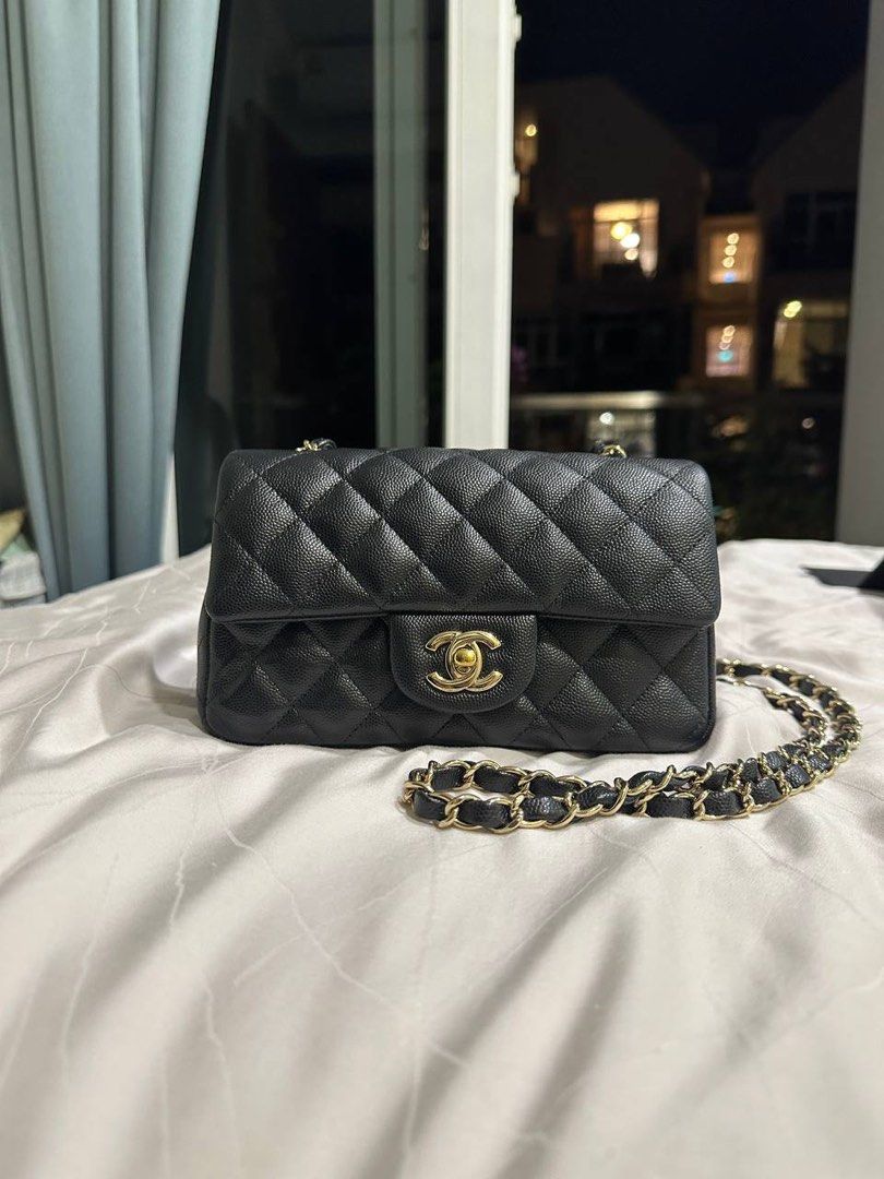 Mini Rectangle Channel Chanel Mini Rectangle in Caviar (LGHW), Luxury, Bags & Wallets on Carousell