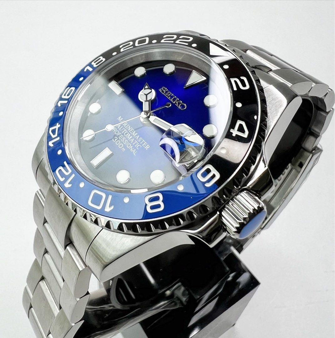 Custom Seiko Mod 40mm Blue Batman Automatic Watch , Men's Fashion ...