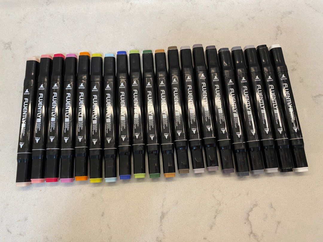 Daiso Alcohol Based Markers Full Set Fluently Markers Lot, Hobbies