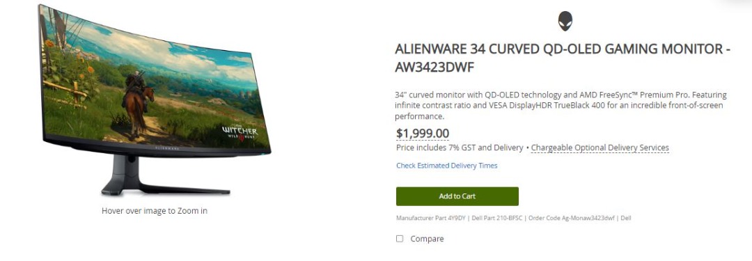 DELL AW3423DWF OLED Ultrawide Monitor by Alienware, Computers & Tech ...