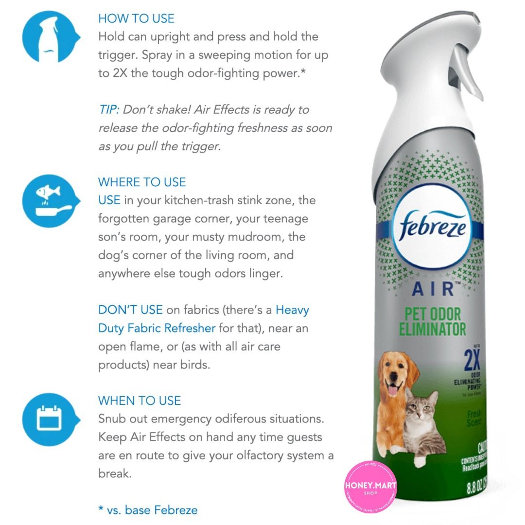 Free Delivery) Febreze Pet Odor Heavy Duty Eliminator Air Freshener Spray,  Pet Supplies, Homes & Other Pet Accessories on Carousell