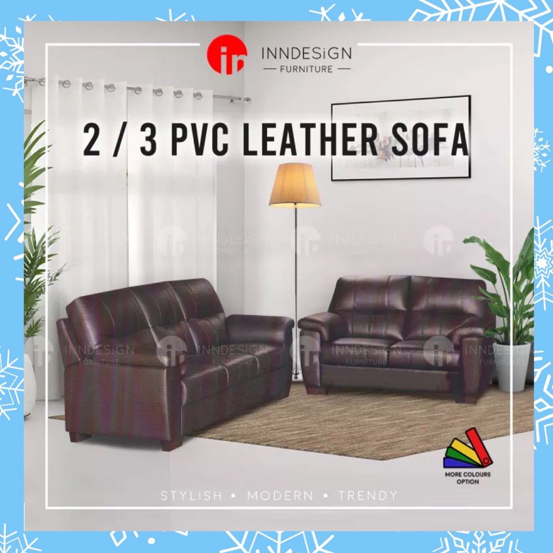 Free delivery sofa Upholstery in PVC Leather Sofa, Furniture & Home