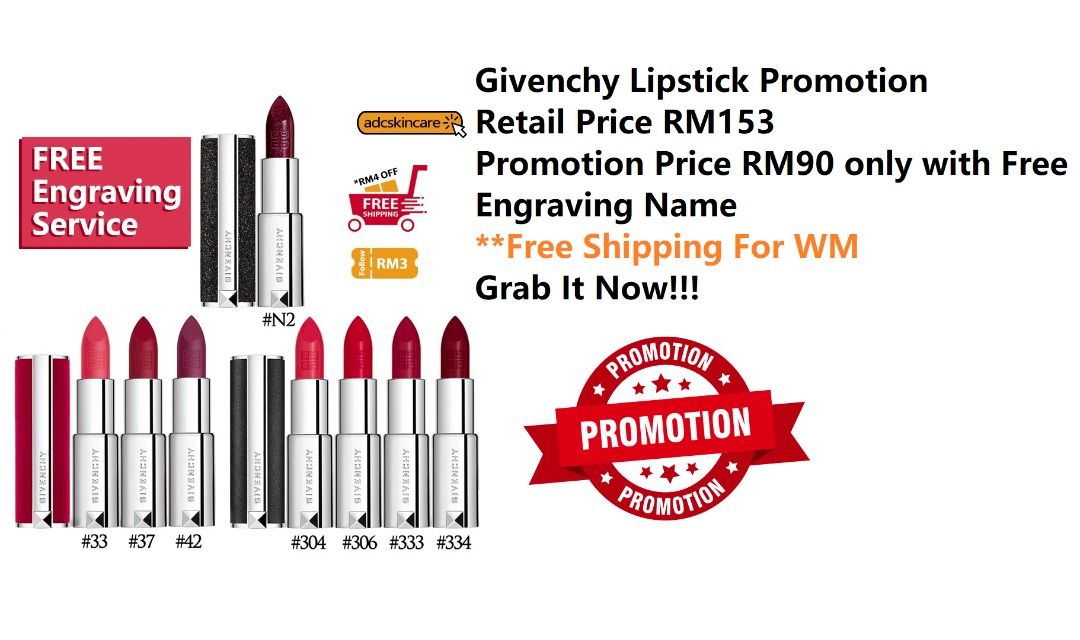 FREE Engraving Ready stock GIVENCHY Makeup Lipstick 3.4g Le