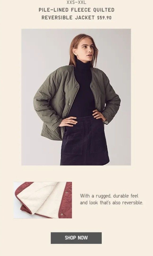 Uniqlo pile lined hot sale fleece quilted reversible jacket