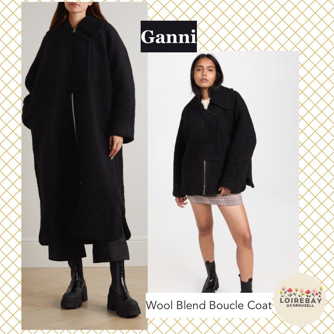 エンブレムロゴ GANNI Recycled wool-blend bouclé coat | www.artfive