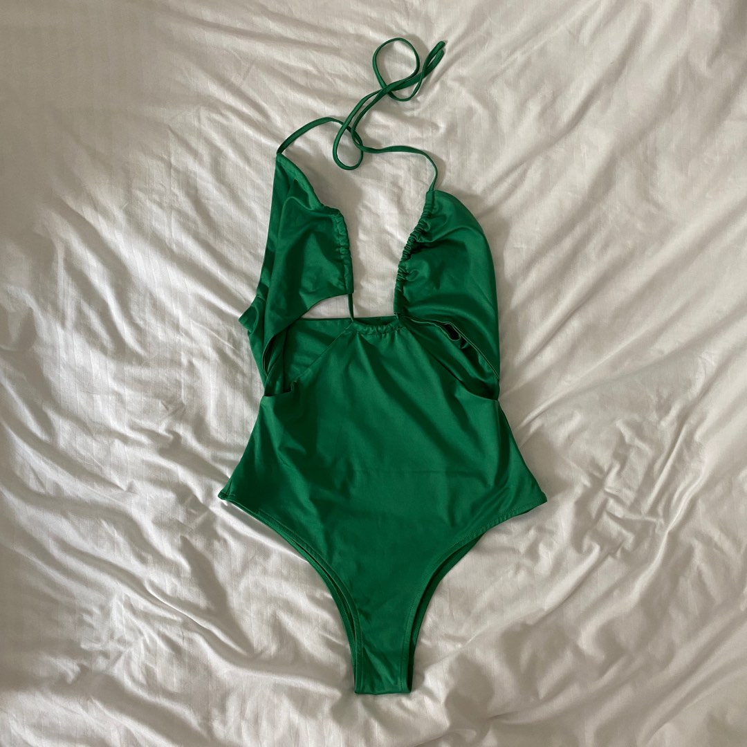 Green Cutout Bodysuit, Women's Fashion, Tops, Sleeveless on Carousell