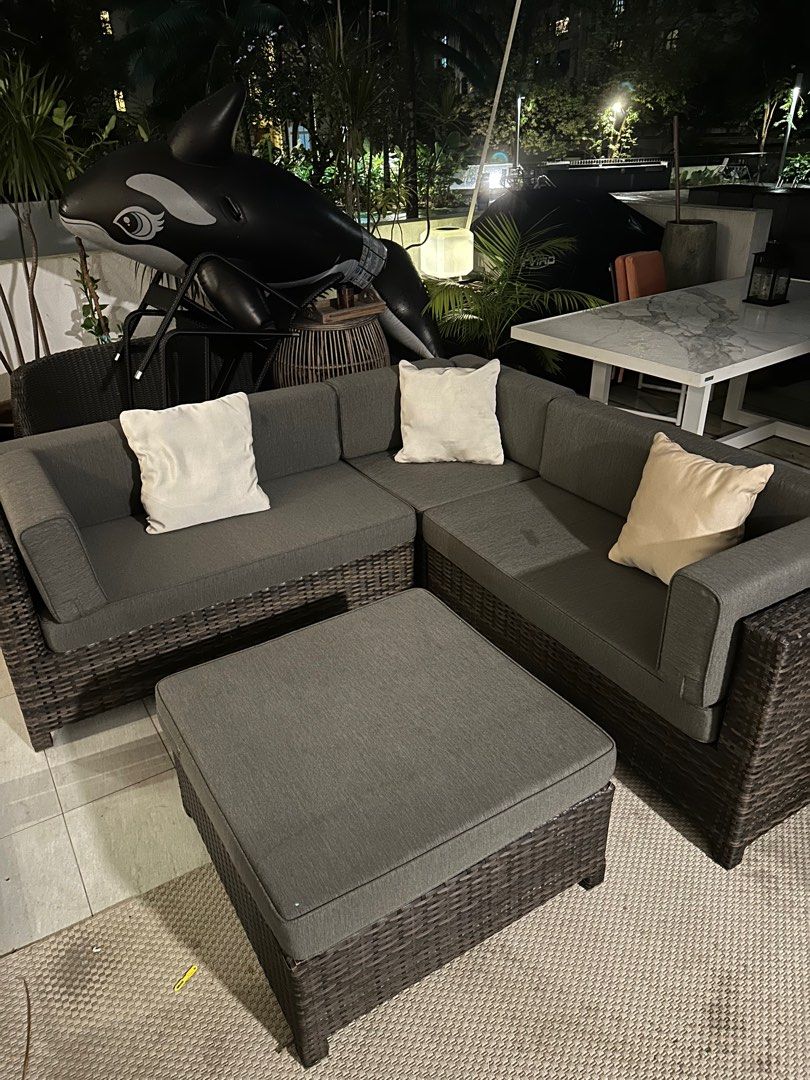 Grey Modular Outdoor Sofa, Furniture & Home Living, Outdoor Furniture