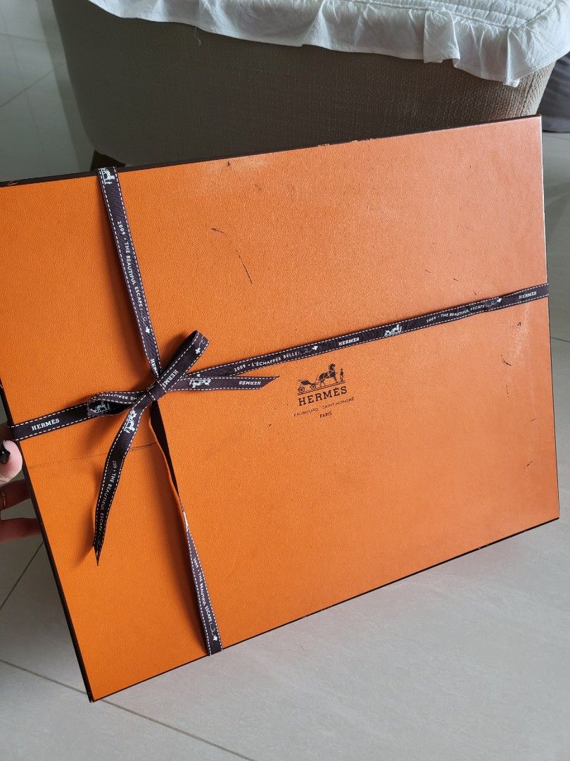 Hermes bag box with ribbon, Luxury, Accessories on Carousell