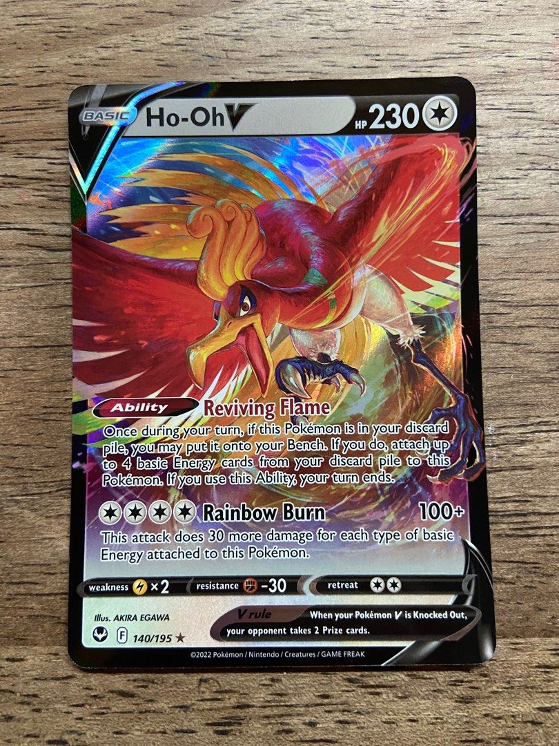 Ho-Oh V 140/195 Ultra-Rare Rare Pokemon Card (SWSH Silver Tempest