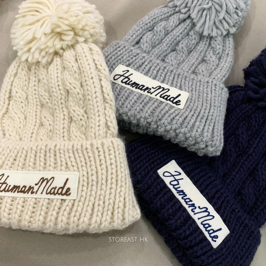 HUMAN MADE CABLE POP BEANIE NAVY-