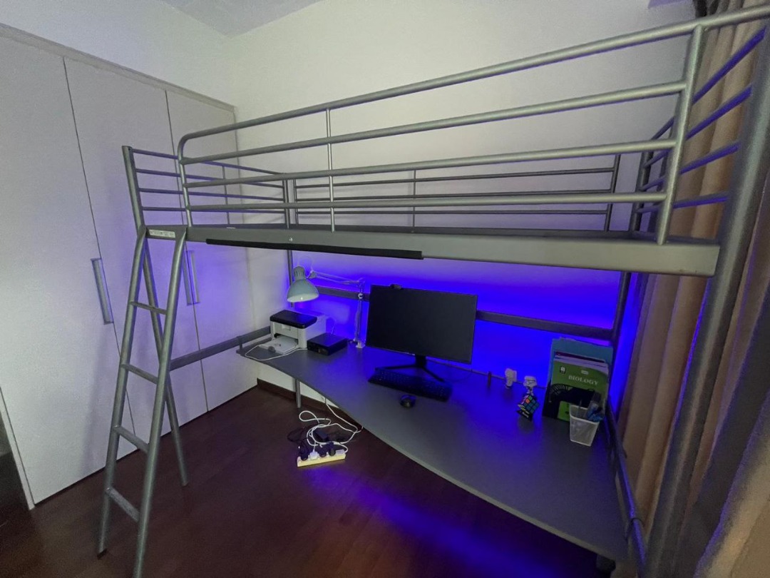 ikea-bed-and-table-loft-bunk-bed-furniture-home-living-furniture