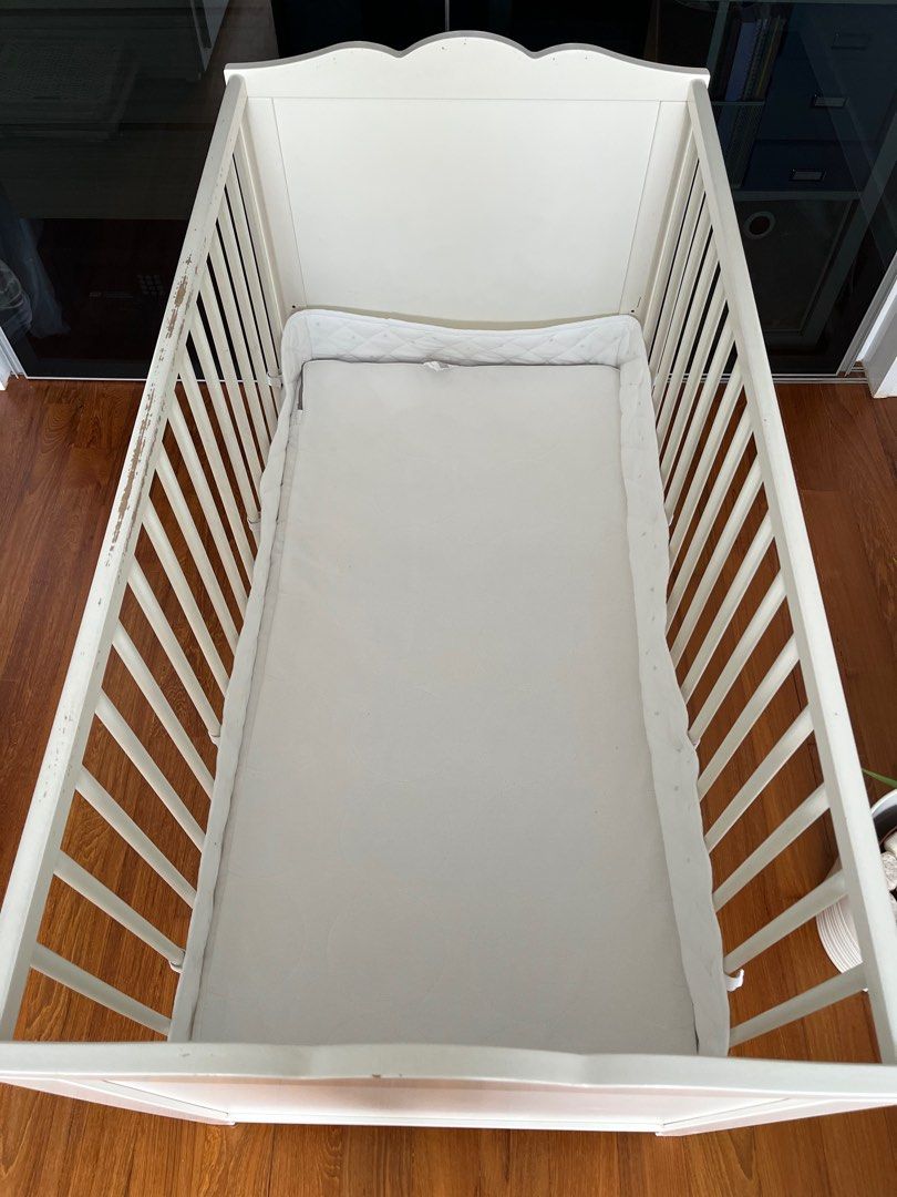 IKEA cot, mattress and bumper, Babies & Kids, Baby Nursery & Kids