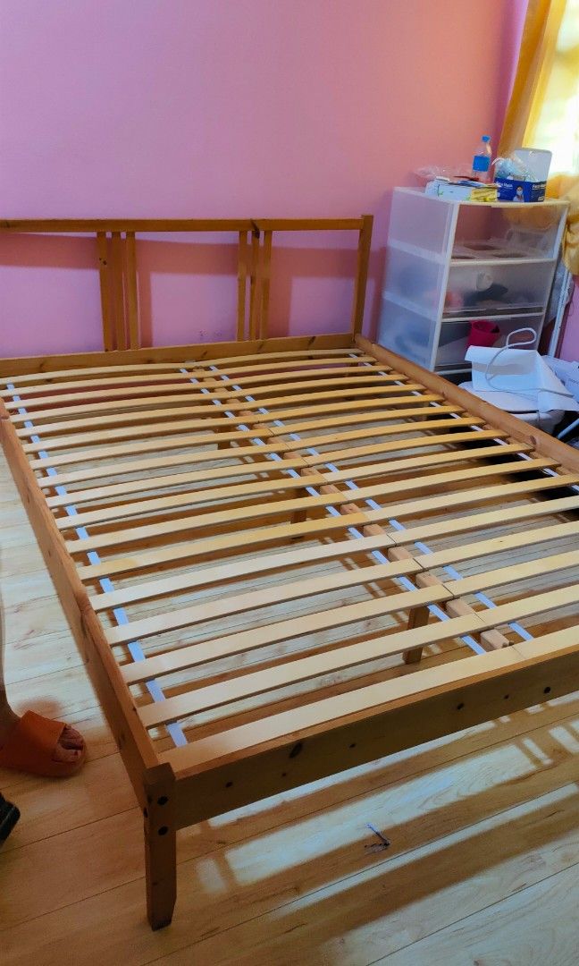 Ikea queen size bed frame, Furniture & Home Living, Furniture, Bed