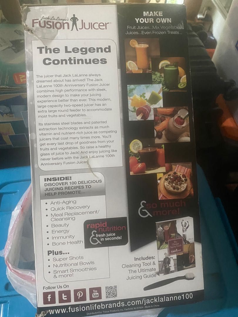 Jack Lalanne Fusion Juicer 110V, TV & Home Appliances, Kitchen