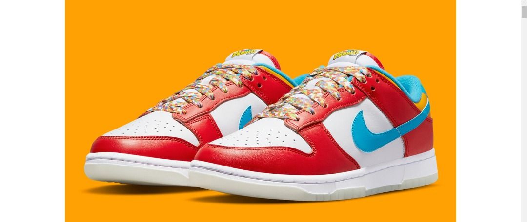 LEBRON FRUiTY PEBBLES™ × Nike Dunk Low QS Habanero Red/Dark Sulfur/Laser  Blue